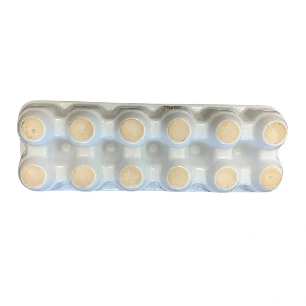 WORLD MARKET vintage white ceramic 1 dozen egg carton / tray / holder